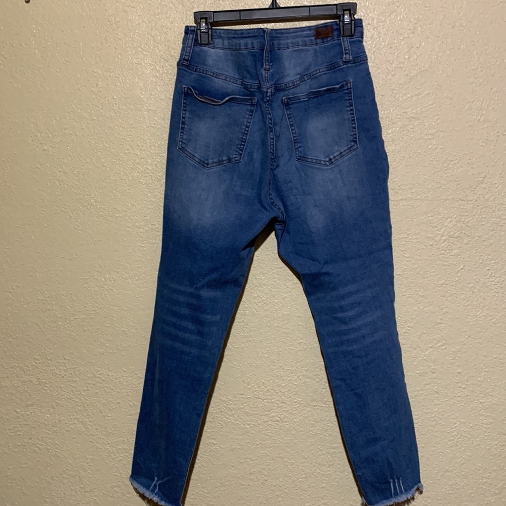 Simple Society Jeans Med Wash Ripped Skinny Ankle Cropped Junior Size 11/30 - Picture 9 of 15